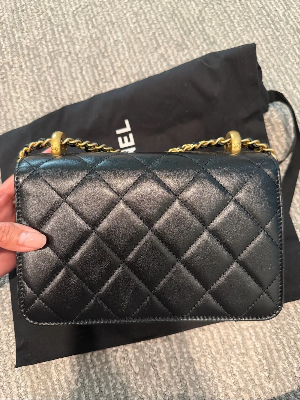 CHANEL Small Flap Bag in Shiny Calfskin & Gold-Tone Metal